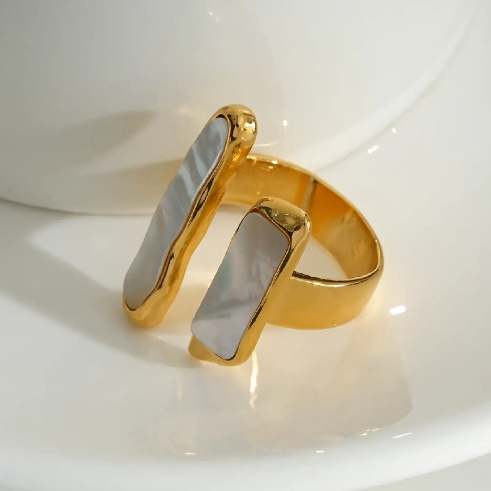 Discount HippieChic Bague Dorée Nacrée