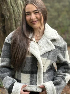 Store HippieChic Blouson à Carreaux Damier