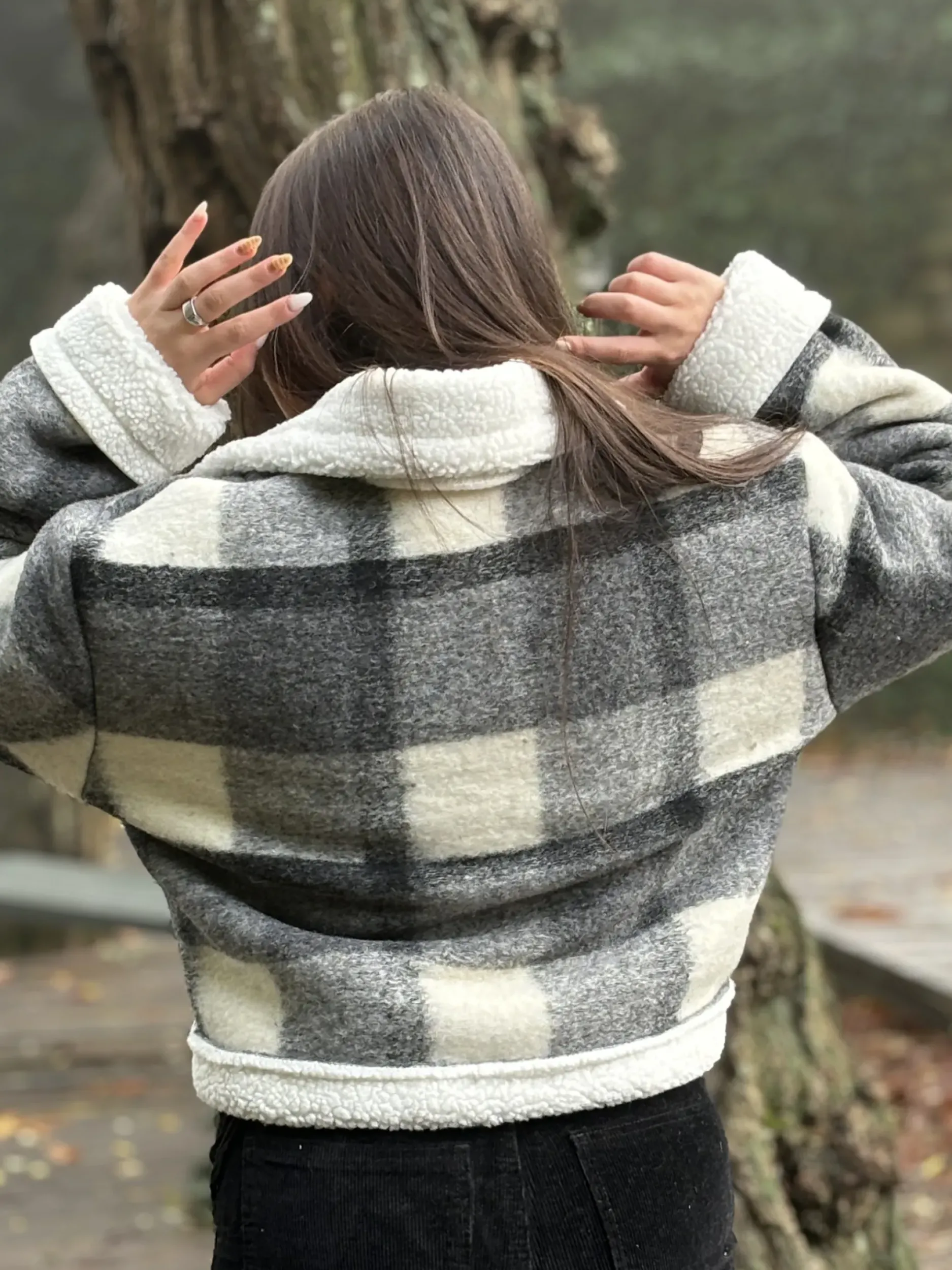 Store HippieChic Blouson à Carreaux Damier