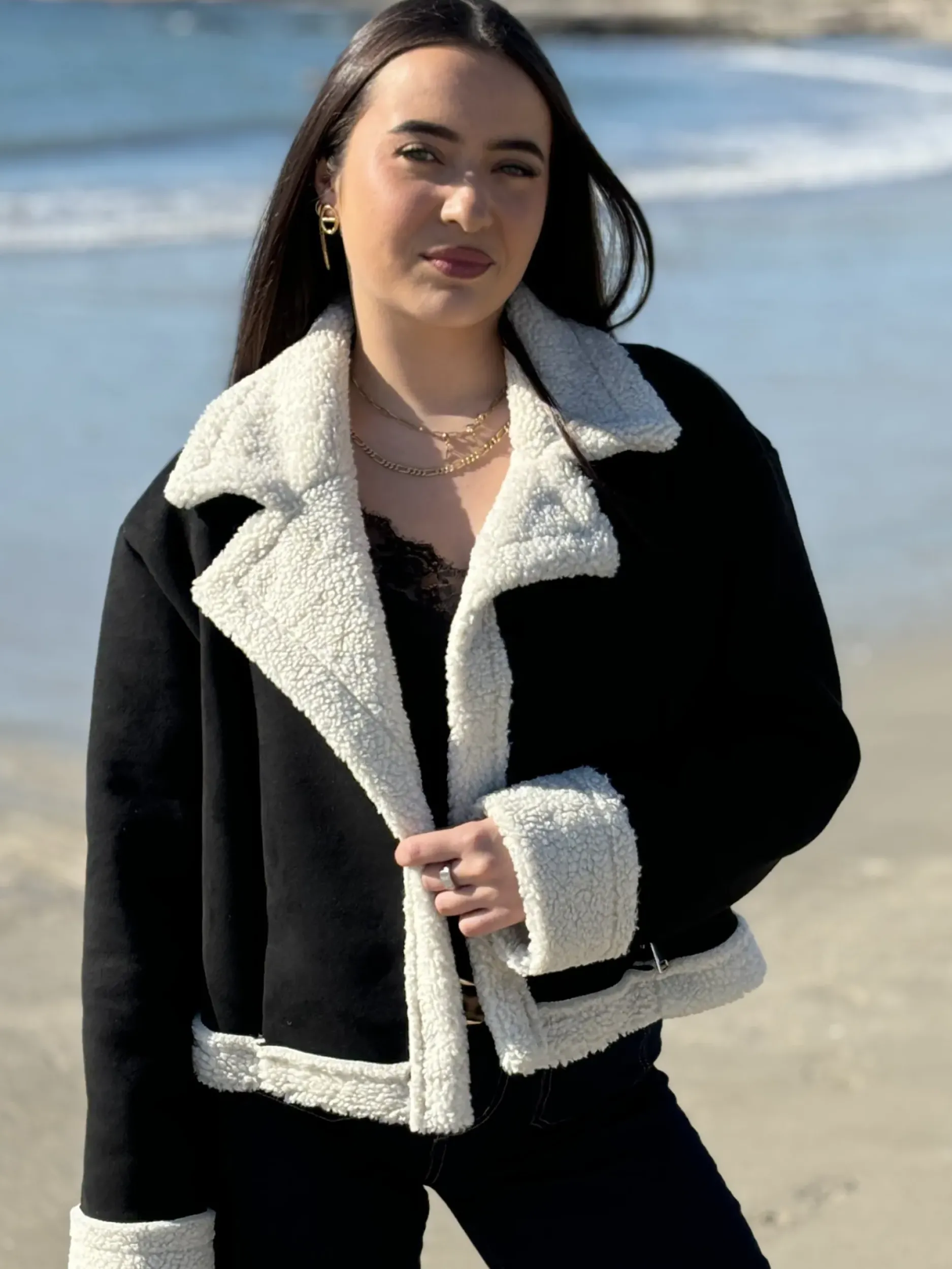 Best HippieChic Blouson Noir et Blanc