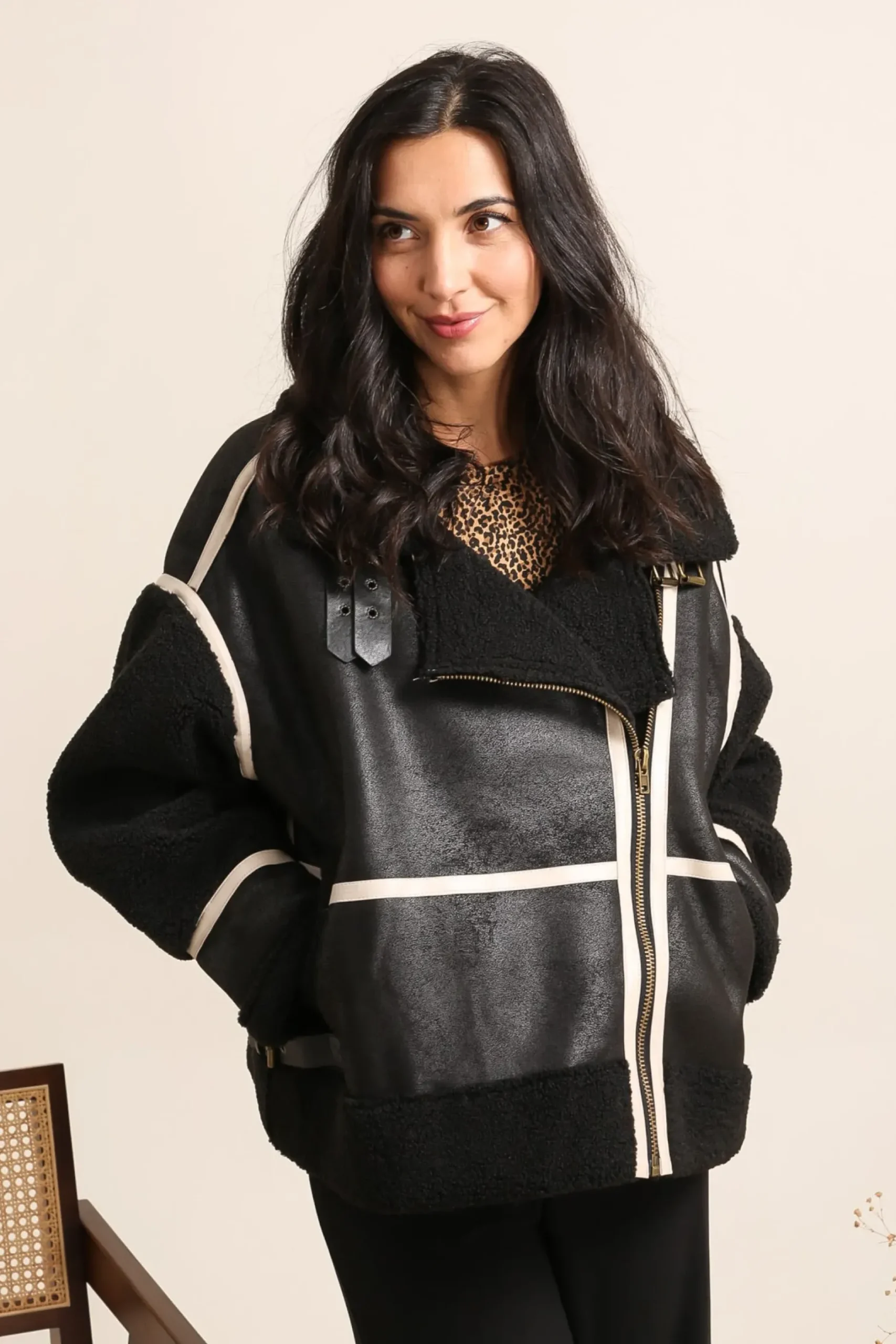 Store HippieChic Blouson Oversize Noir & Blanc