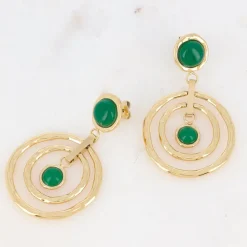 New HippieChic Boucles d'Oreilles avec Pierre Naturelle