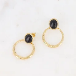 Hot HippieChic Boucles d'Oreilles avec Pierre Naturelle