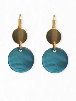 Cheap HippieChic Boucles d'Oreilles Nacre Bleue