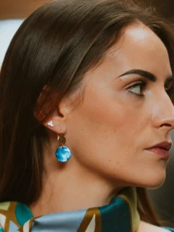 Cheap HippieChic Boucles d'Oreilles Nacre Bleue