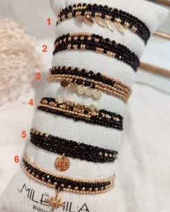 Outlet HippieChic Bracelet Multi Tours Noir et Doré