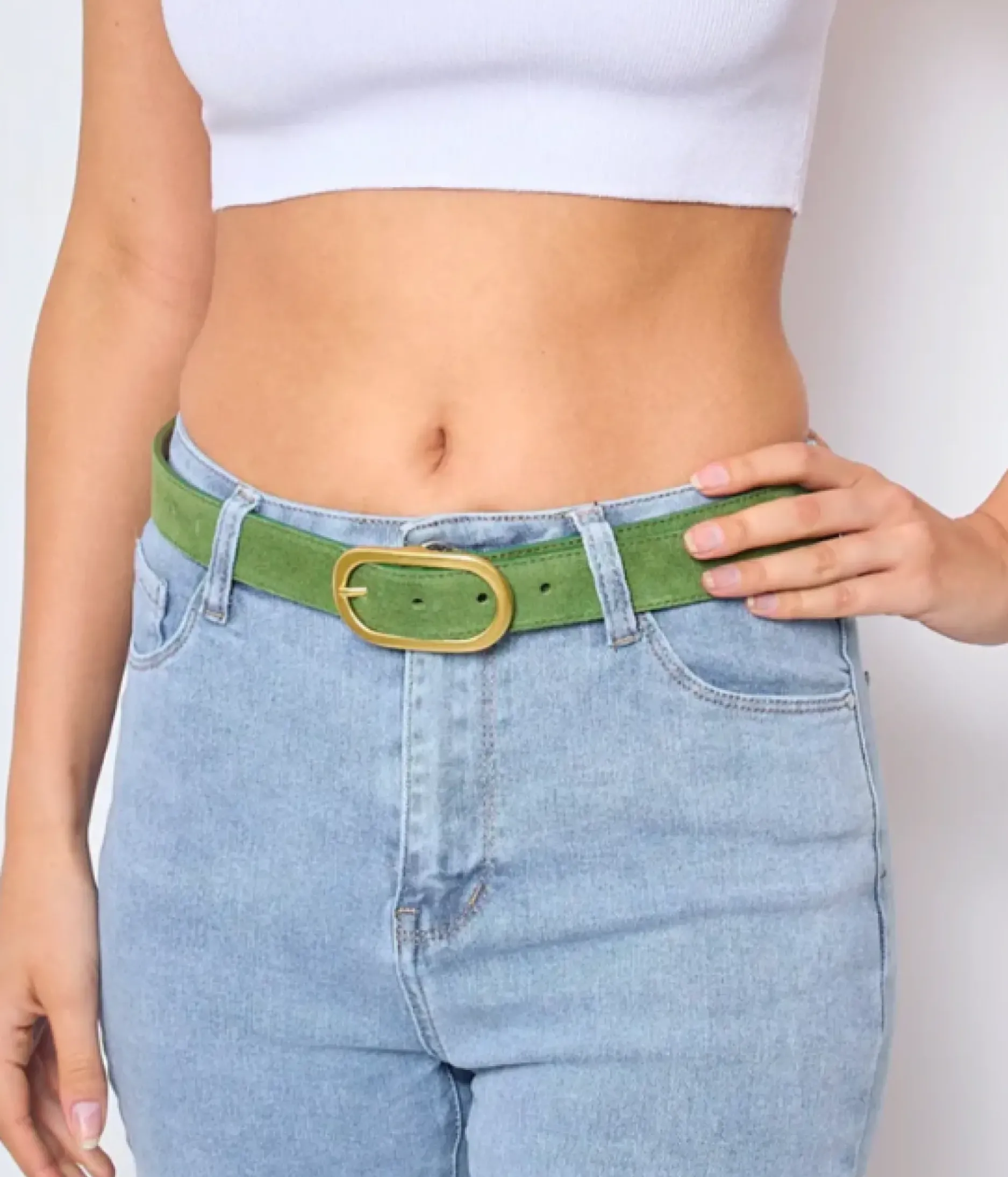 Store HippieChic Ceinture en Cuir Aelis Kaki