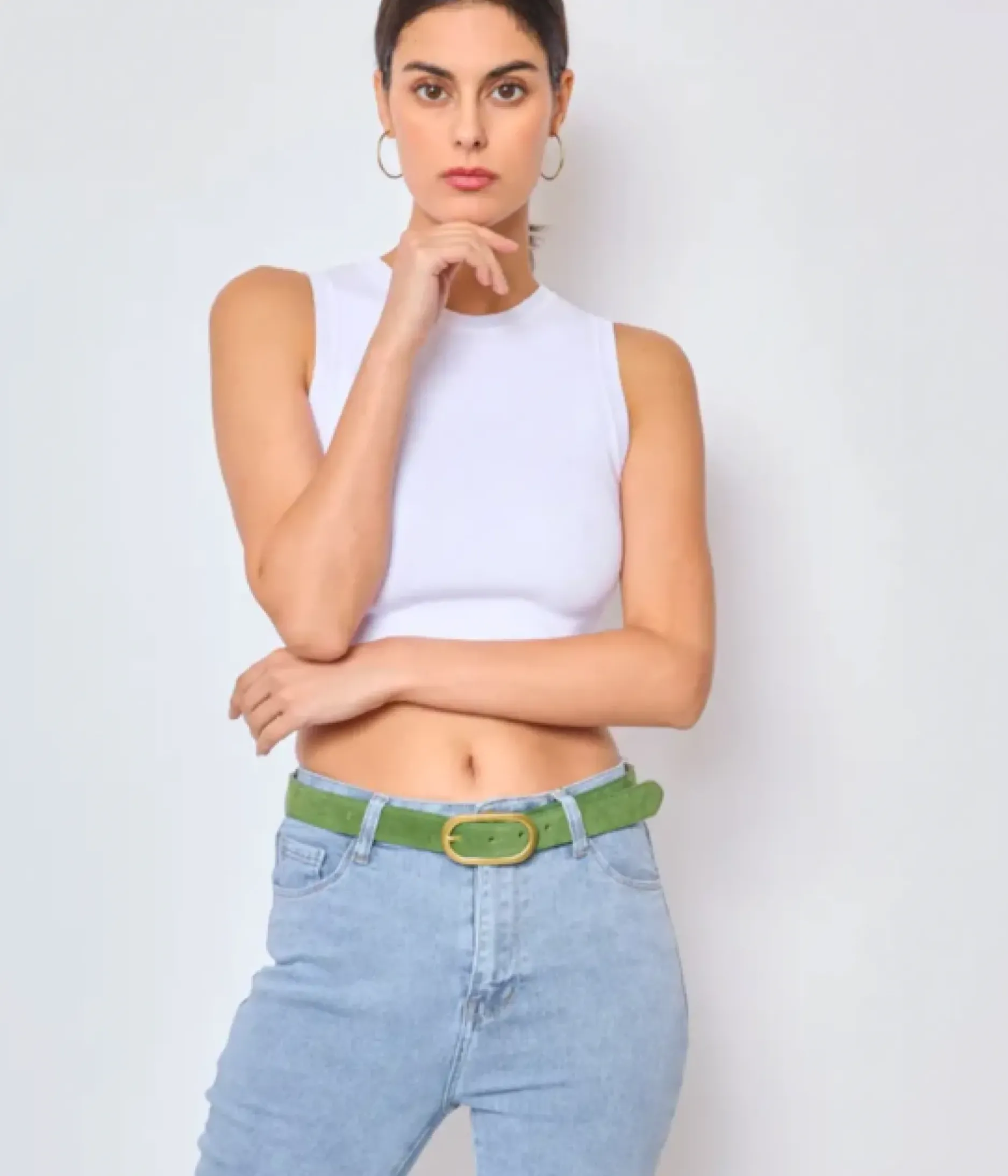 Store HippieChic Ceinture en Cuir Aelis Kaki