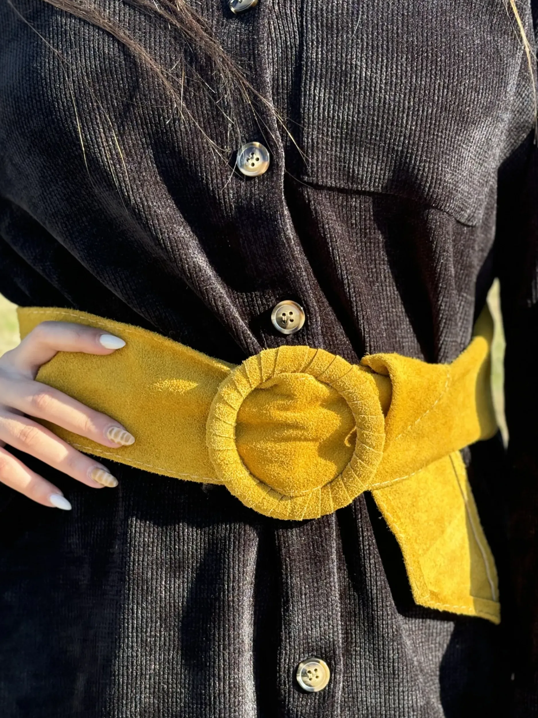 Store HippieChic Ceinture Large Unie en Cuir