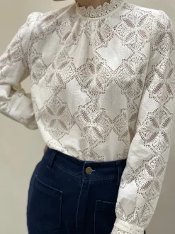 Hot HippieChic Chemise Dentelle Col Montant