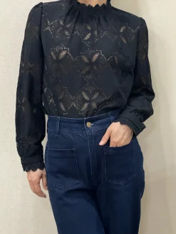 Hot HippieChic Chemise Dentelle Col Montant