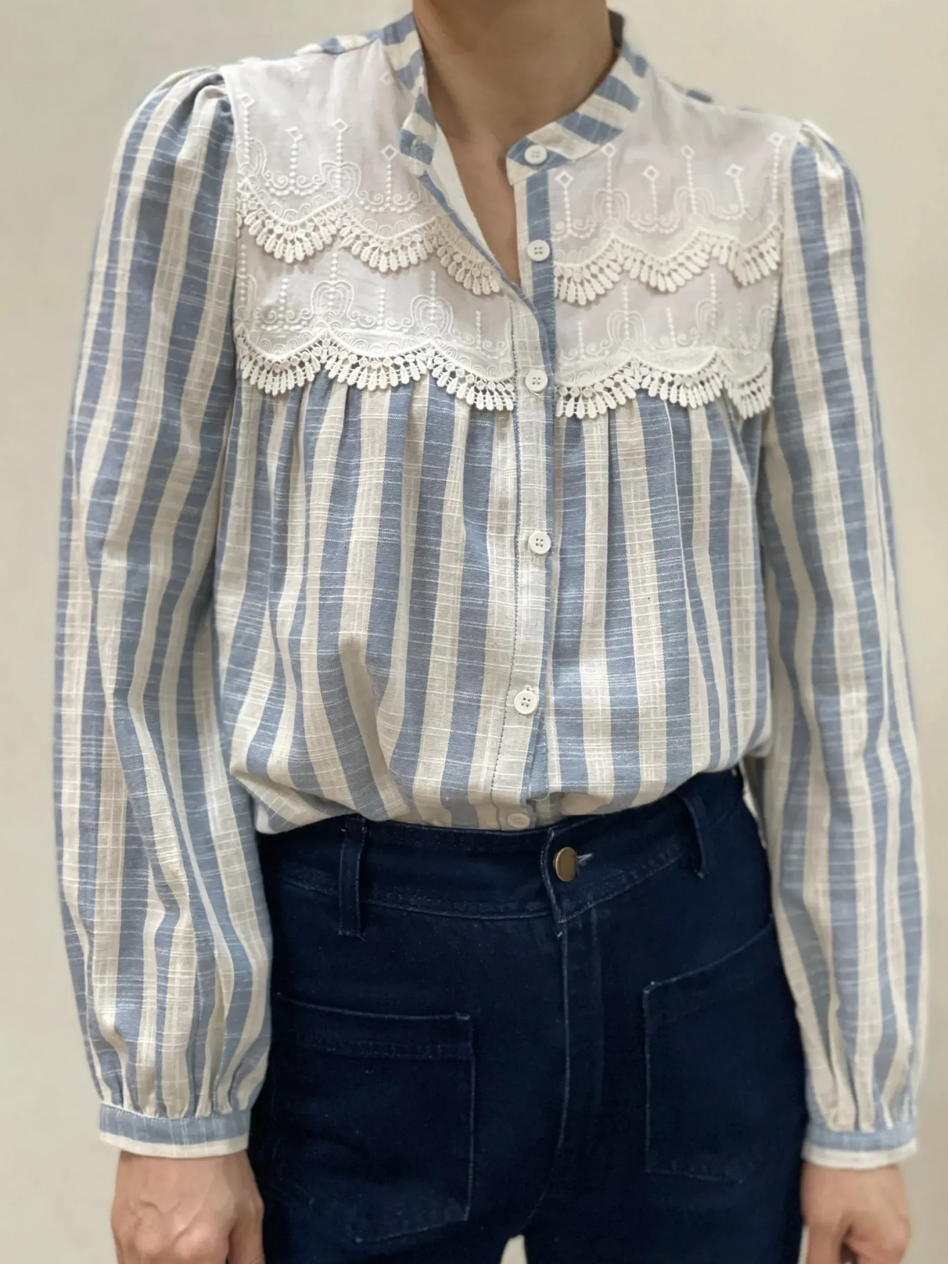 Clearance HippieChic Chemise Rayée Brodée