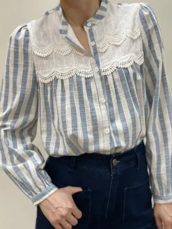 Clearance HippieChic Chemise Rayée Brodée