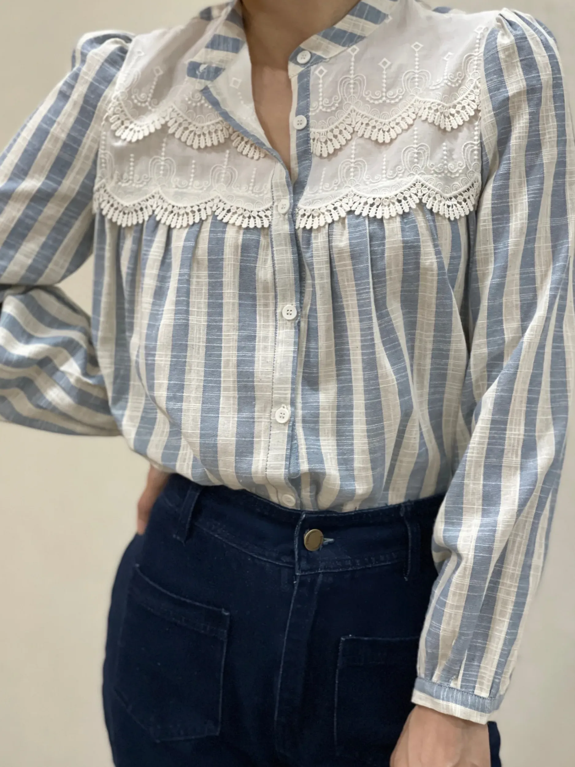 Clearance HippieChic Chemise Rayée Brodée