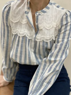 Clearance HippieChic Chemise Rayée Brodée