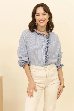 Shop HippieChic Chemise Rayée Détail Brodé