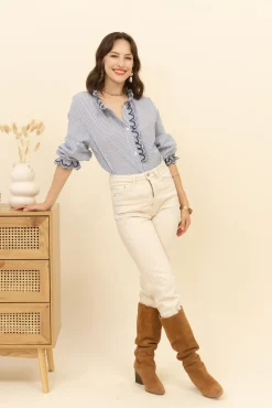 Shop HippieChic Chemise Rayée Détail Brodé