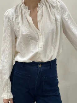 Cheap HippieChic Chemisier Brodée Col Dentelle