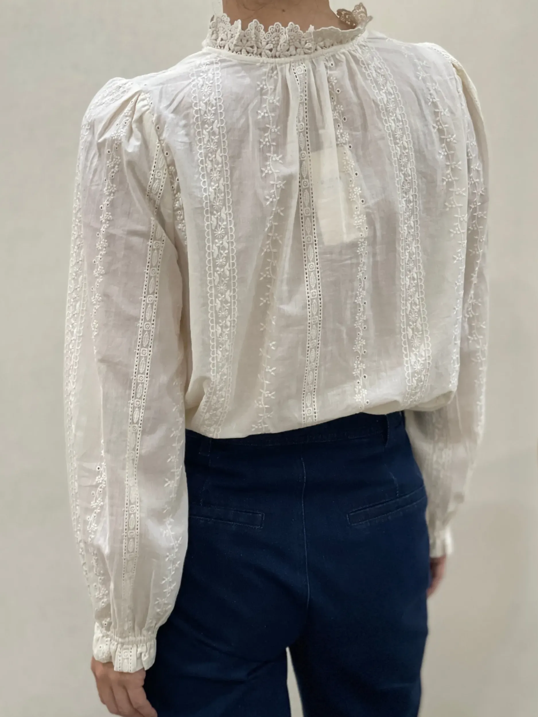 Cheap HippieChic Chemisier Brodée Col Dentelle