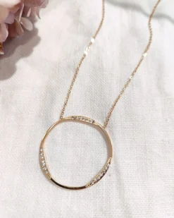 Store HippieChic Collier Anneau Strass Doré