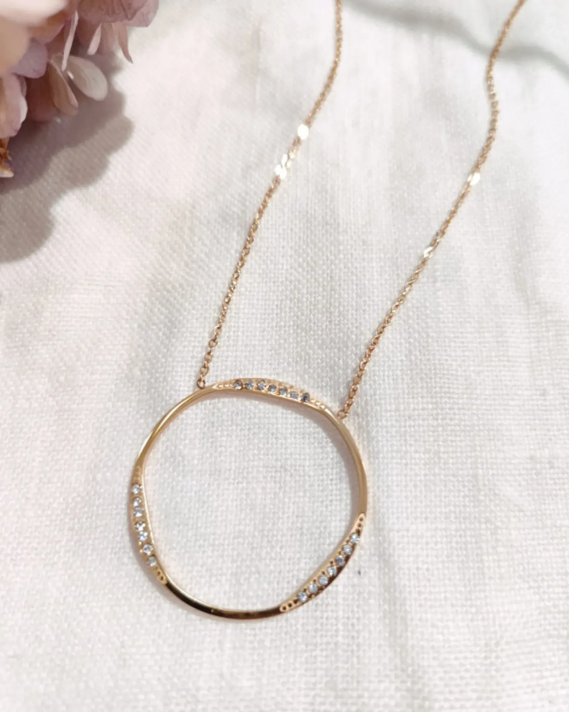 Store HippieChic Collier Anneau Strass Doré