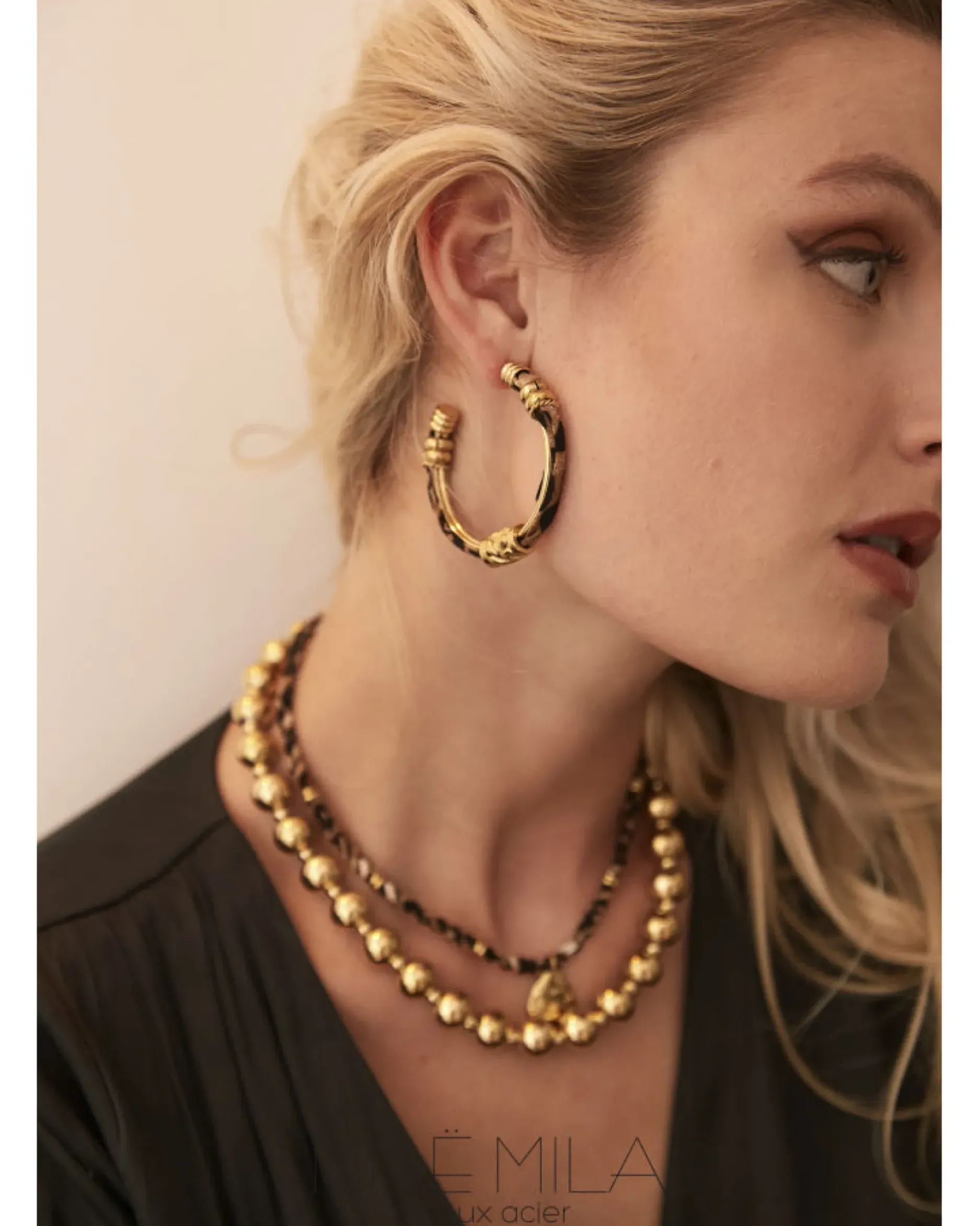 New HippieChic Collier Boules Doré