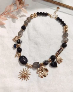 New HippieChic Collier Céramique Breloque Soleil