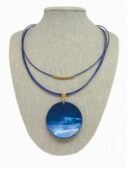 Cheap HippieChic Collier Cuir Fin Nacre Bleue