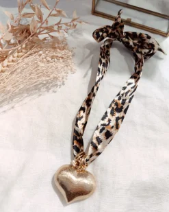 Shop HippieChic Collier Léopard Coeur Doré