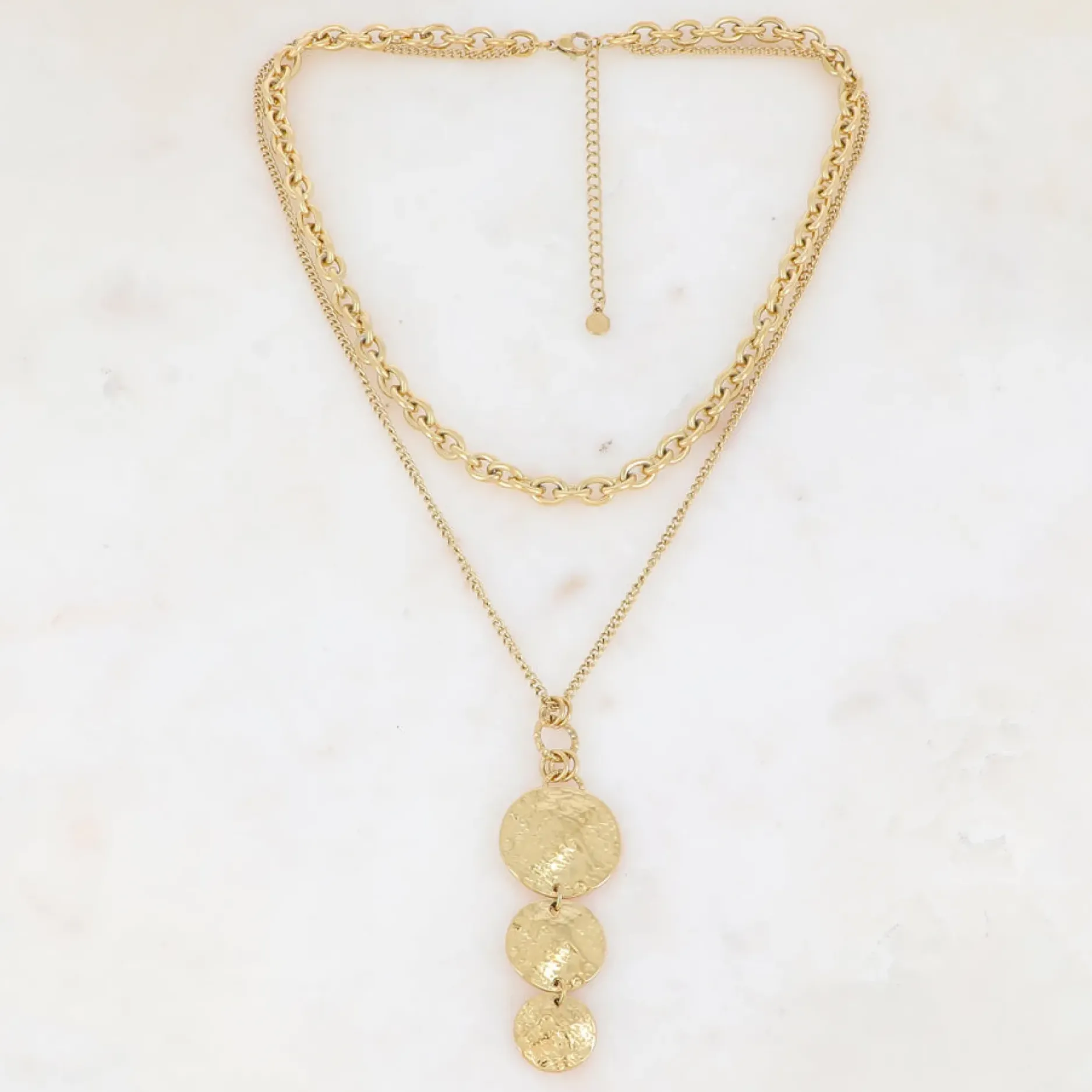 Best HippieChic Collier Pièces Rondes Martelées