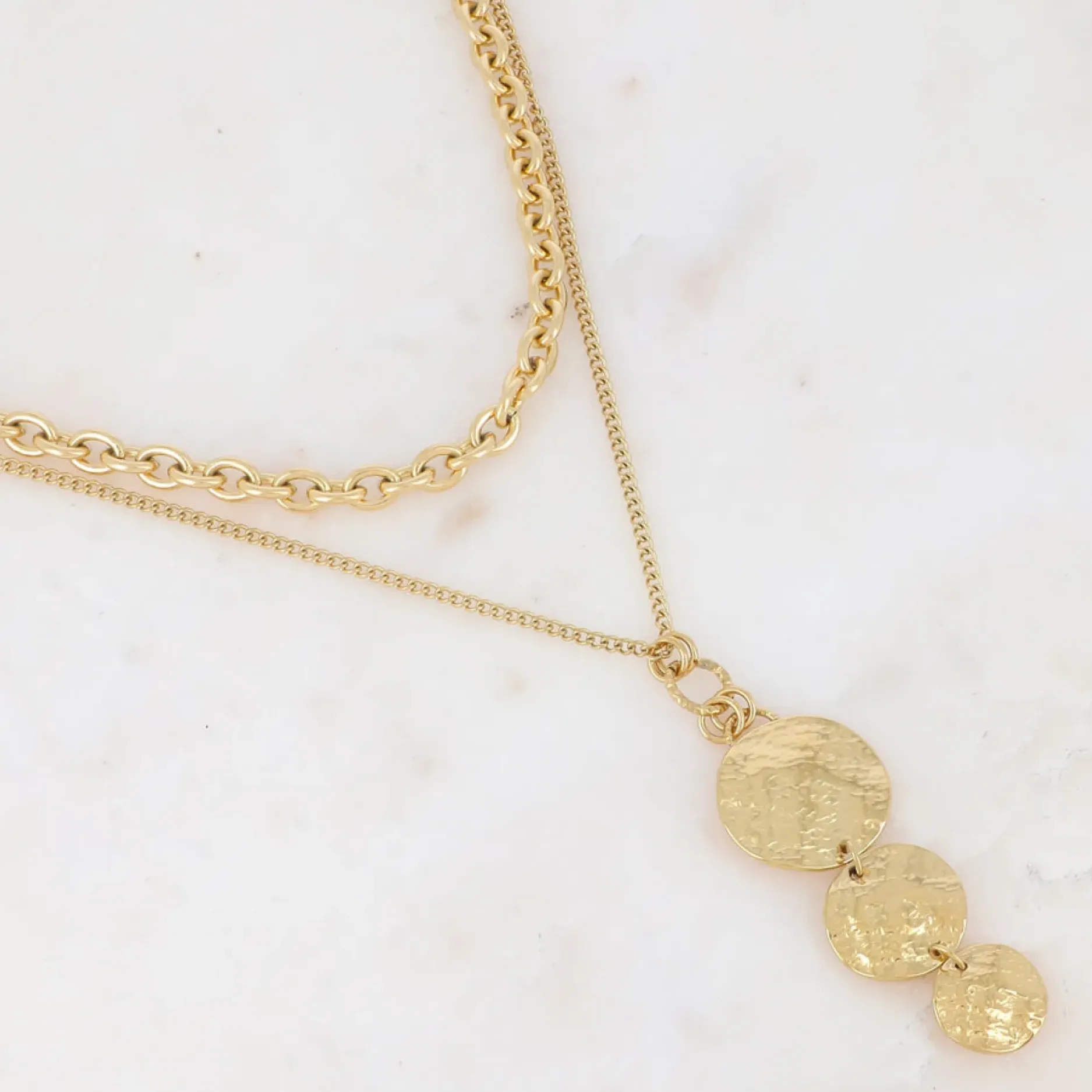 Best HippieChic Collier Pièces Rondes Martelées