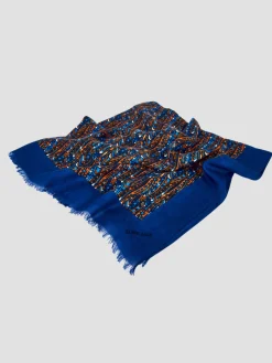 Fashion HippieChic Foulard en Viscose Imprimé Bleu