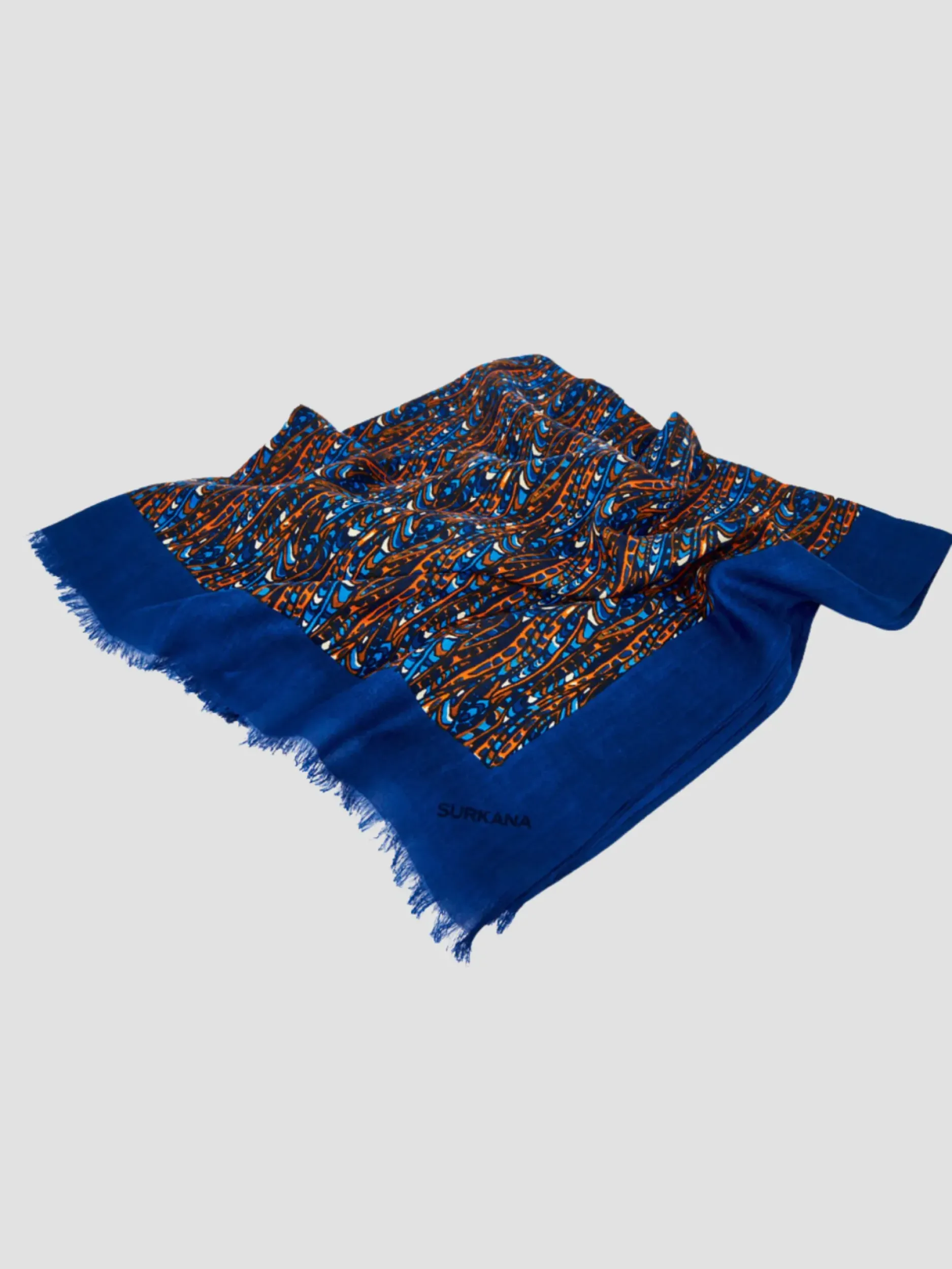 Fashion HippieChic Foulard en Viscose Imprimé Bleu