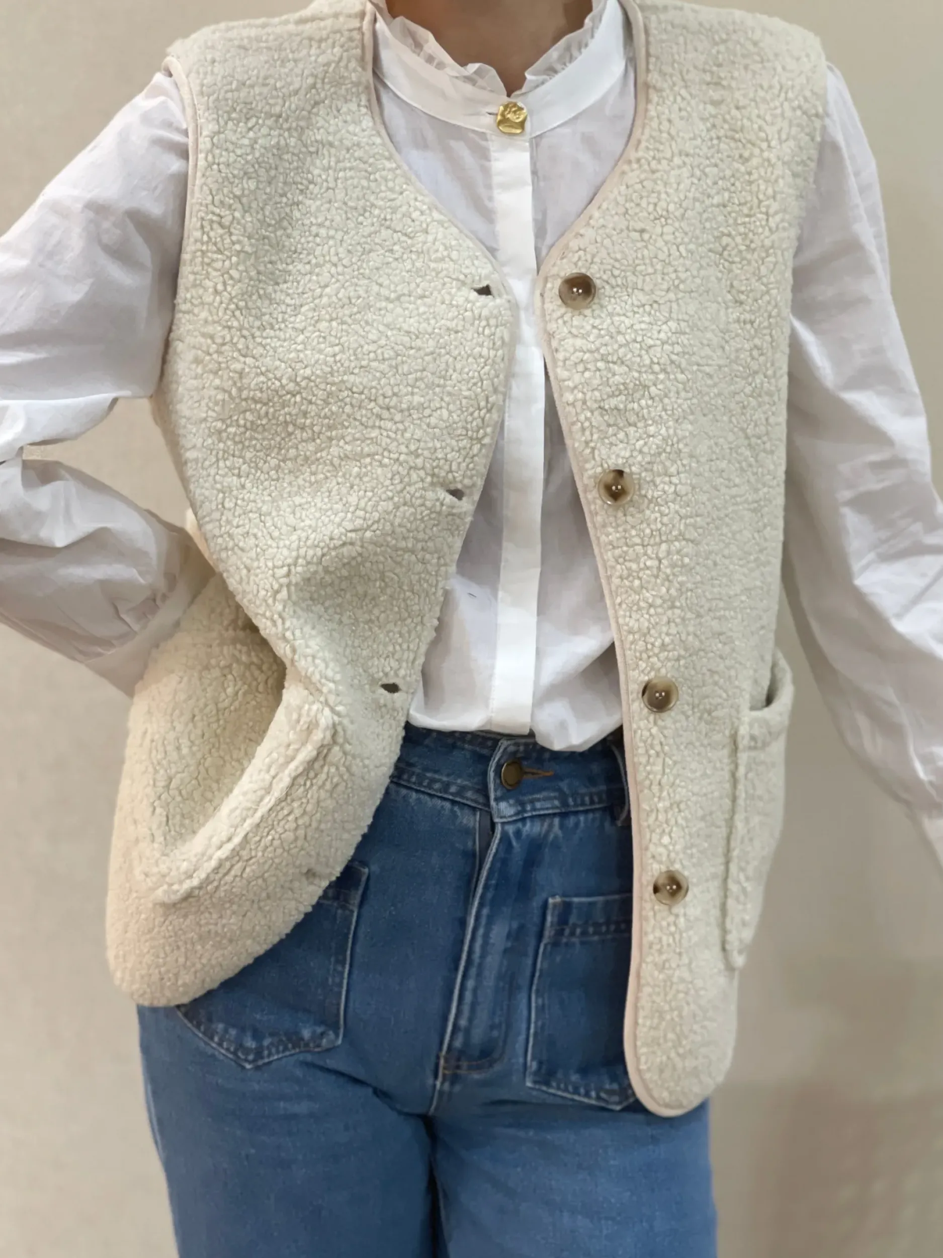 Outlet HippieChic Gilet Long Bouclette Uni