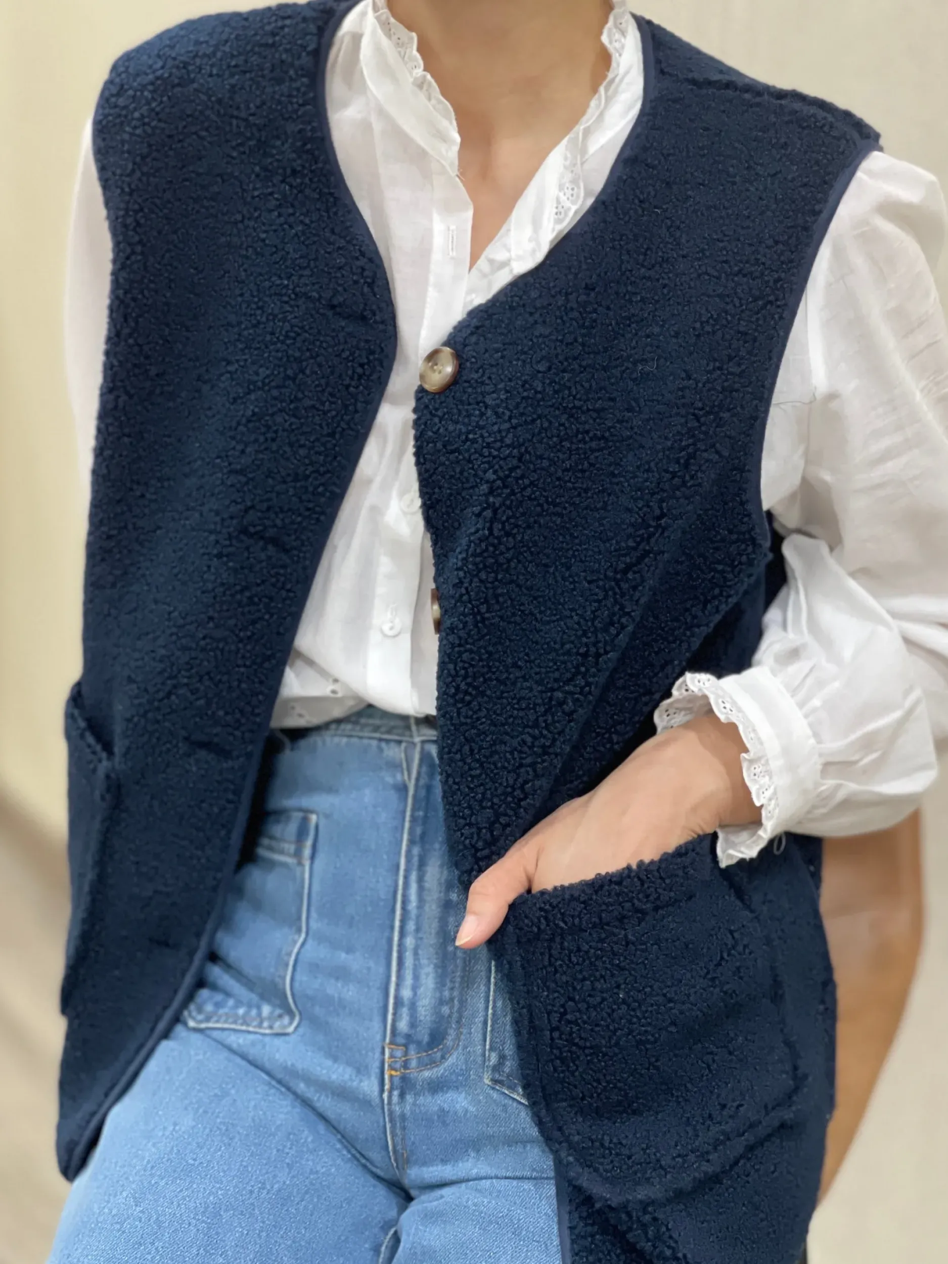 Outlet HippieChic Gilet Long Bouclette Uni