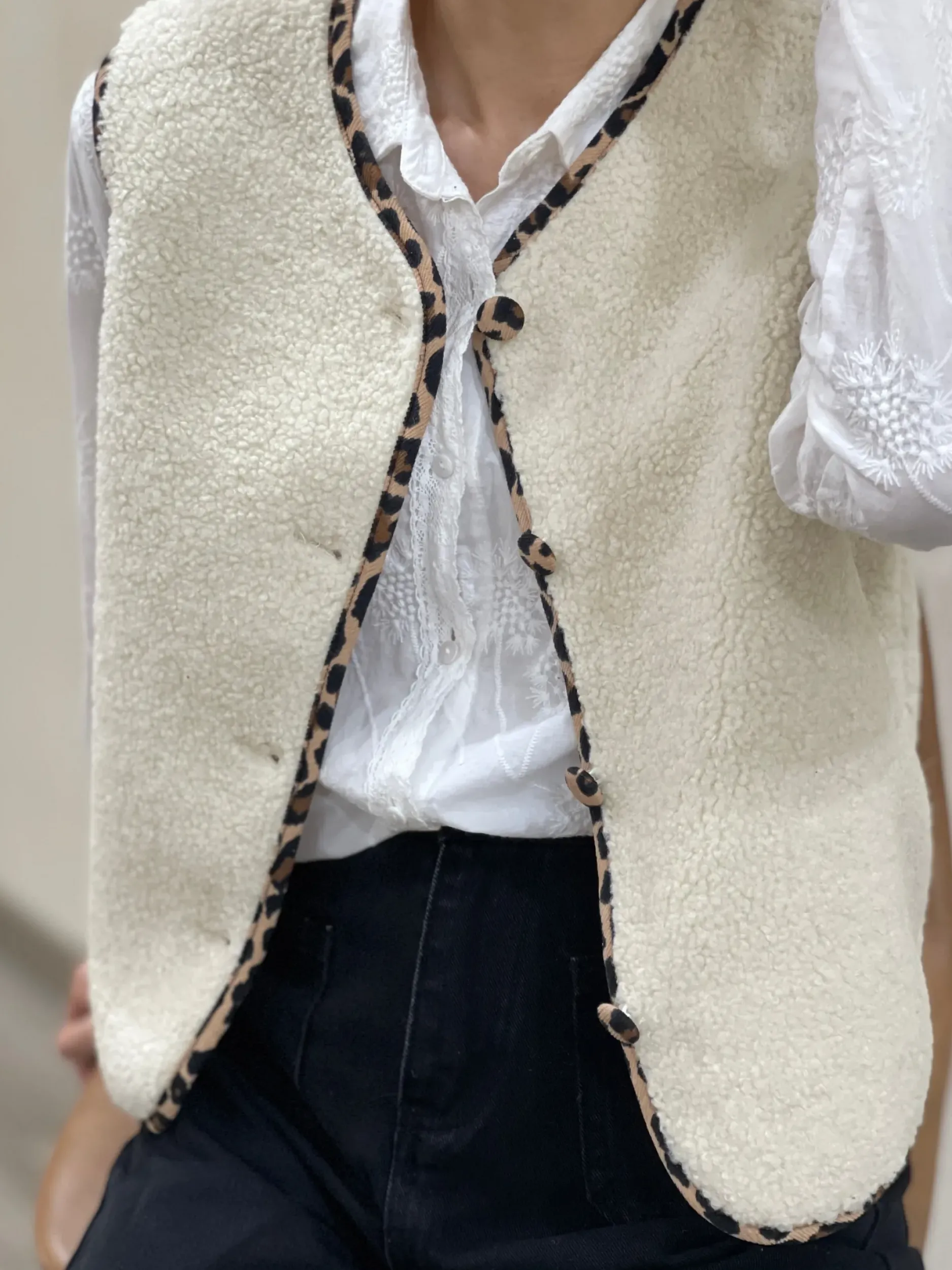 Fashion HippieChic Gilet sans Manches Couture Léo