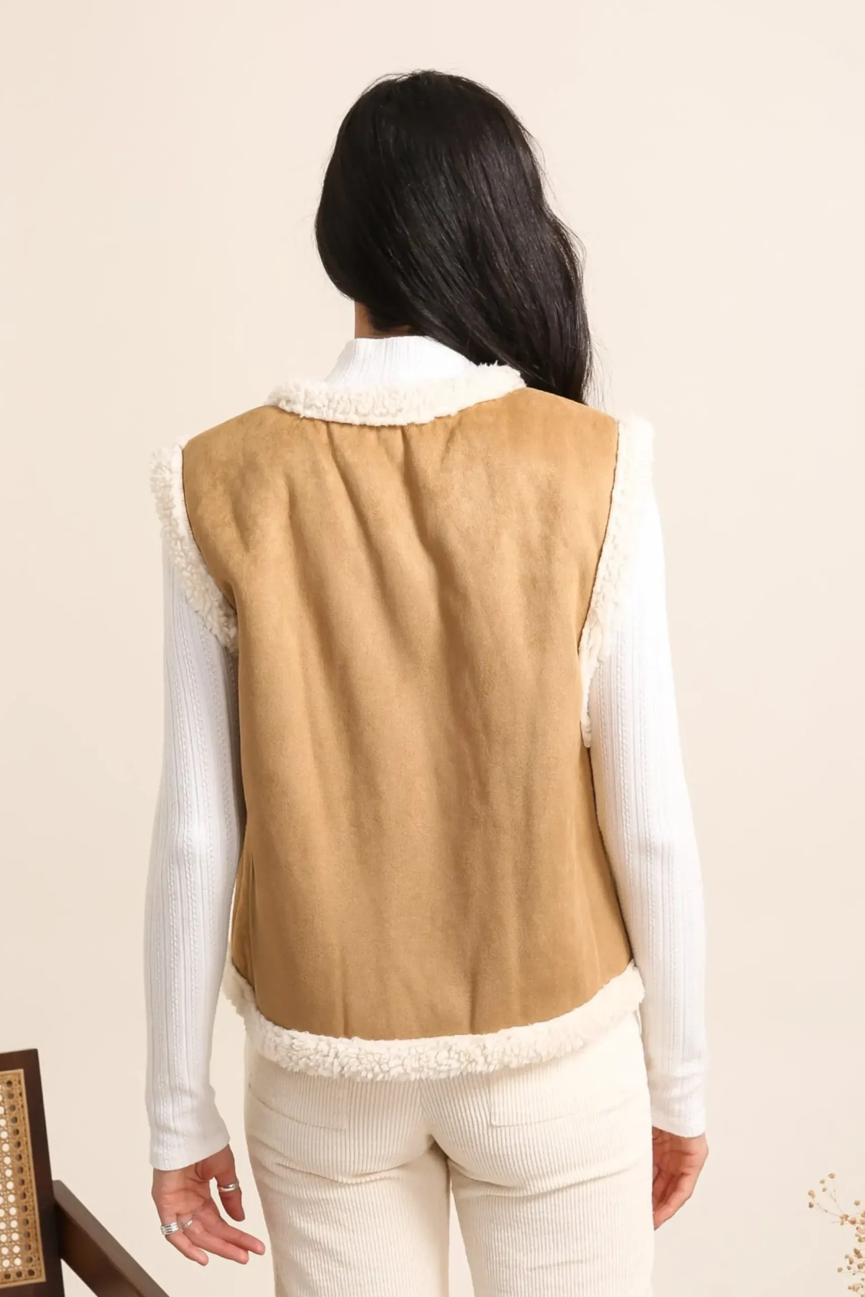 New HippieChic Gilet sans Manches Imitation Peau de Mouton