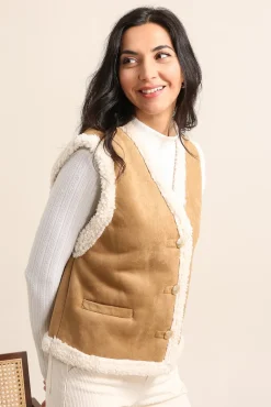 New HippieChic Gilet sans Manches Imitation Peau de Mouton