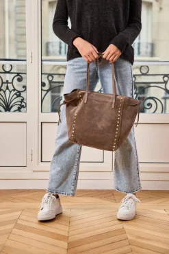 Best Sale HippieChic Grand Sac Rivet en Cuir