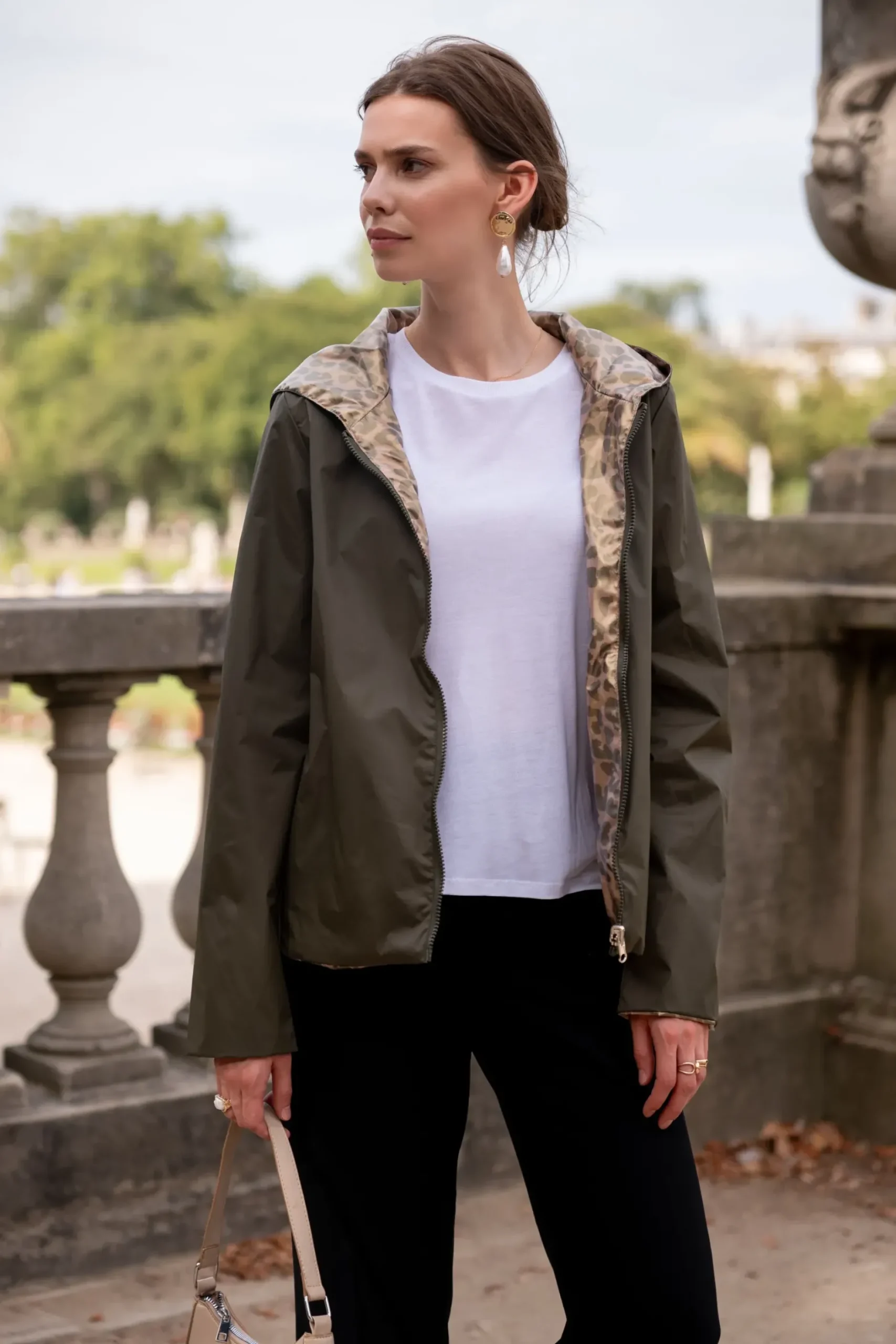 Clearance HippieChic Imperméable court et réversible léger Kaki