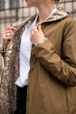 Cheap HippieChic Imperméable Réversible Léopard Noir