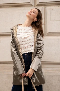 Cheap HippieChic Imperméable Réversible Léopard Noir