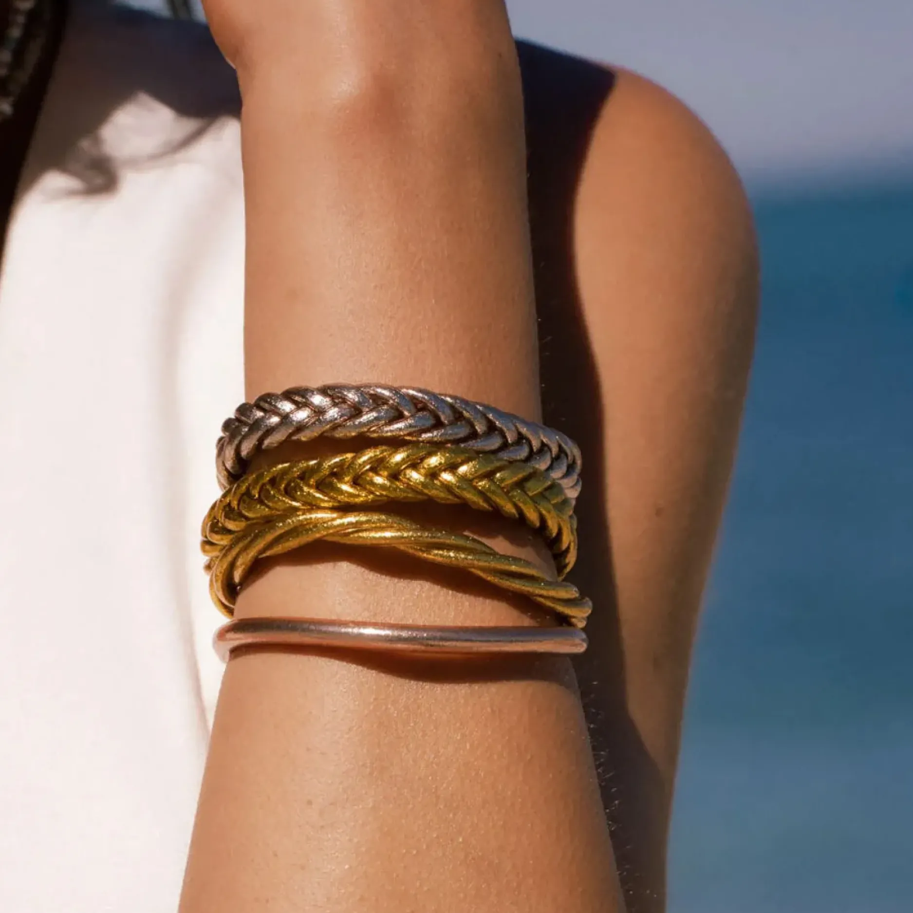 Store HippieChic Jonc Bouddhiste Torsadé Doré