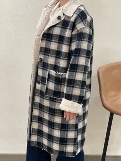 Best HippieChic Manteau à Carreaux Bouclette