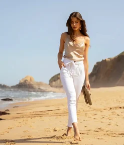 Best Sale HippieChic Pantalon Paper Bag Blanc