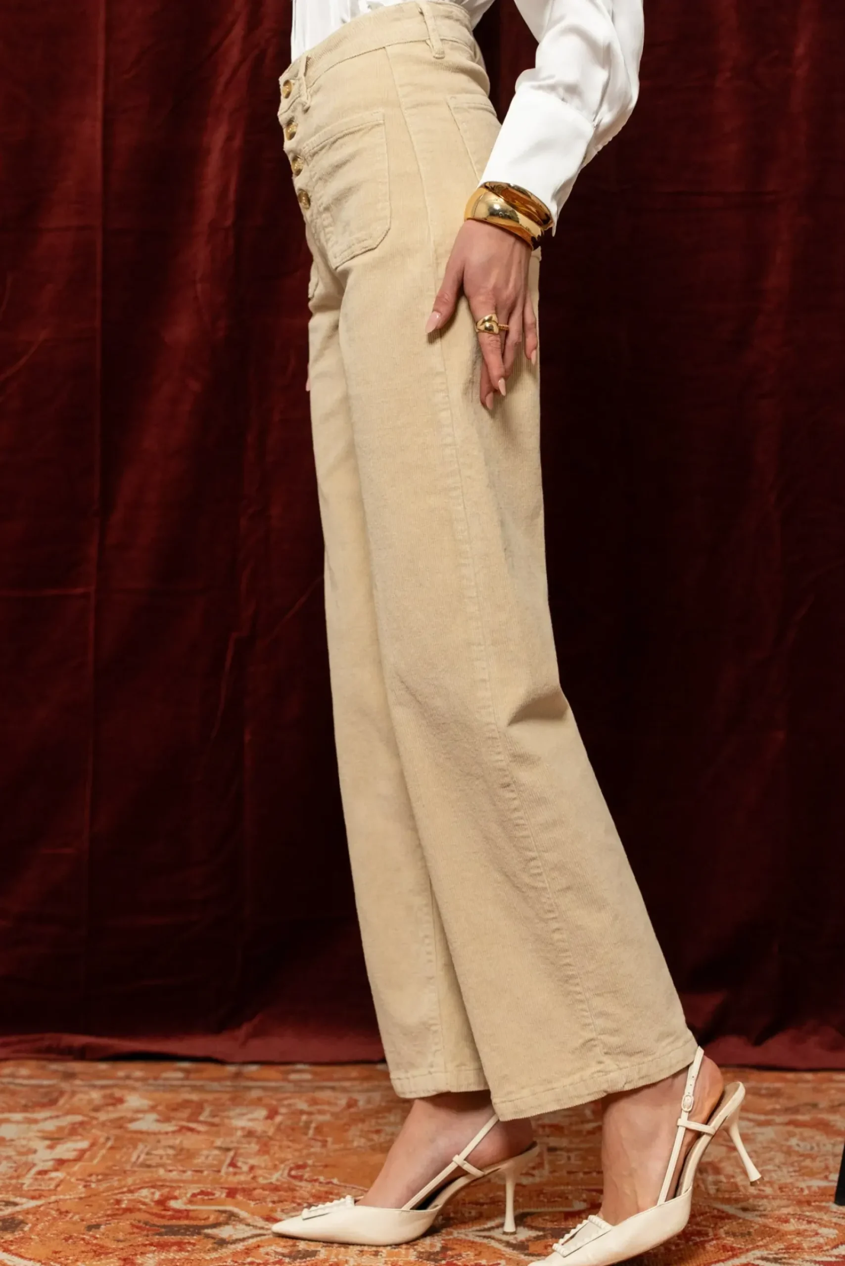 Online HippieChic Pantalon Velours Boutons