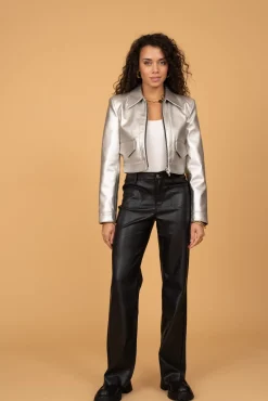 Shop HippieChic Pantalon Wide Leg Simili