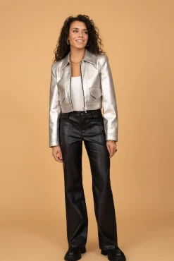 Shop HippieChic Pantalon Wide Leg Simili