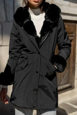 New HippieChic Parka à Capuche avec Fourrure