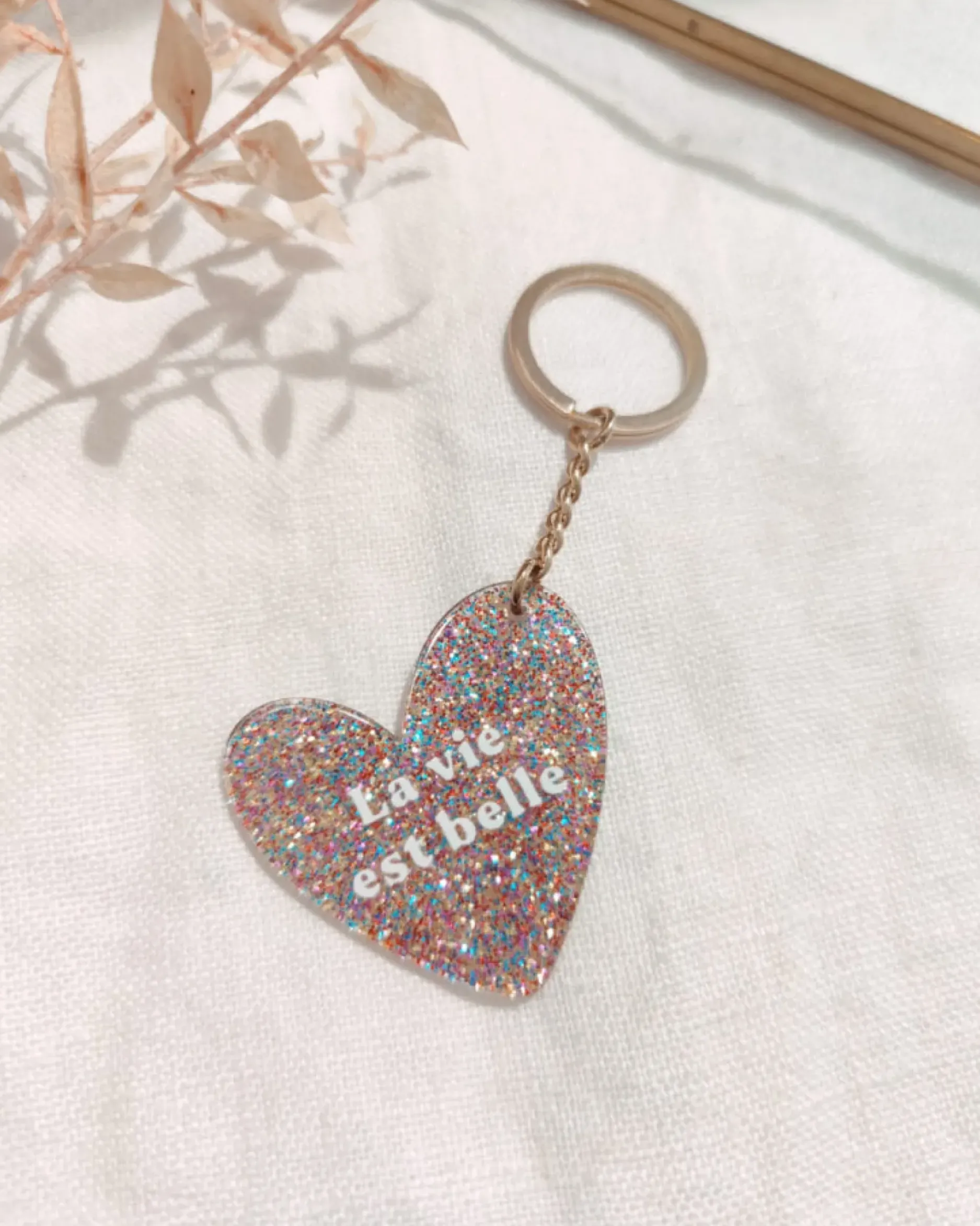 Shop HippieChic Porte Clé Résine Paillette Multicolore